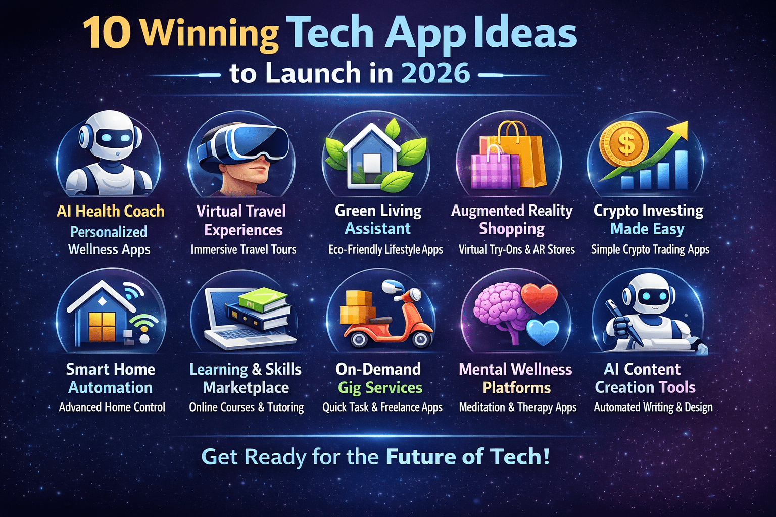 Read more about the article 10 Winning Tech App Ideas to Launch in 2026